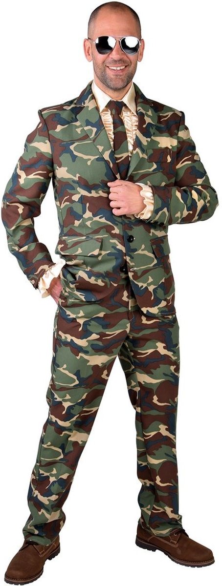 Generaal Kostuum | Uitgaanstenue Camouflage Soldaat | Man | Medium | Carnaval kostuum | Verkleedkleding